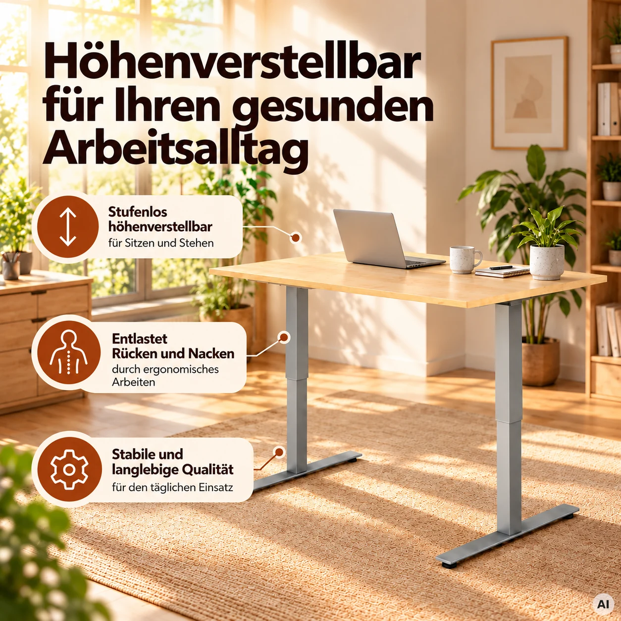 Schreibtisch ErgoUp - Höhenverstellbarer Tisch