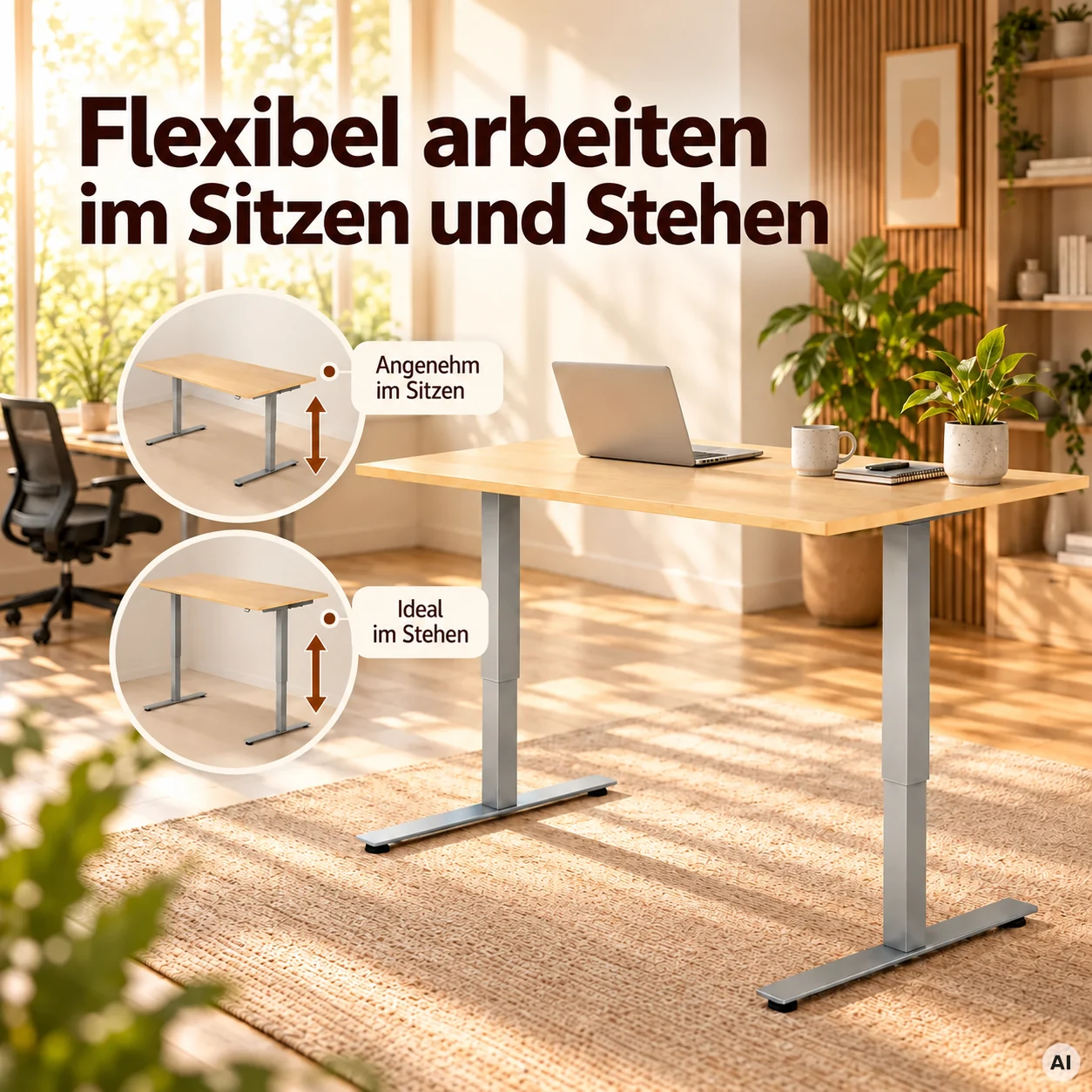 Schreibtisch ErgoUp - Höhenverstellbarer Tisch