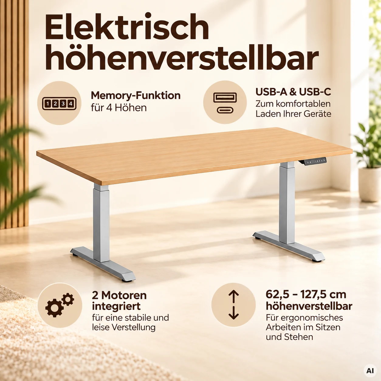 Schreibtisch MoveUp - Höhenverstellbarer Tisch