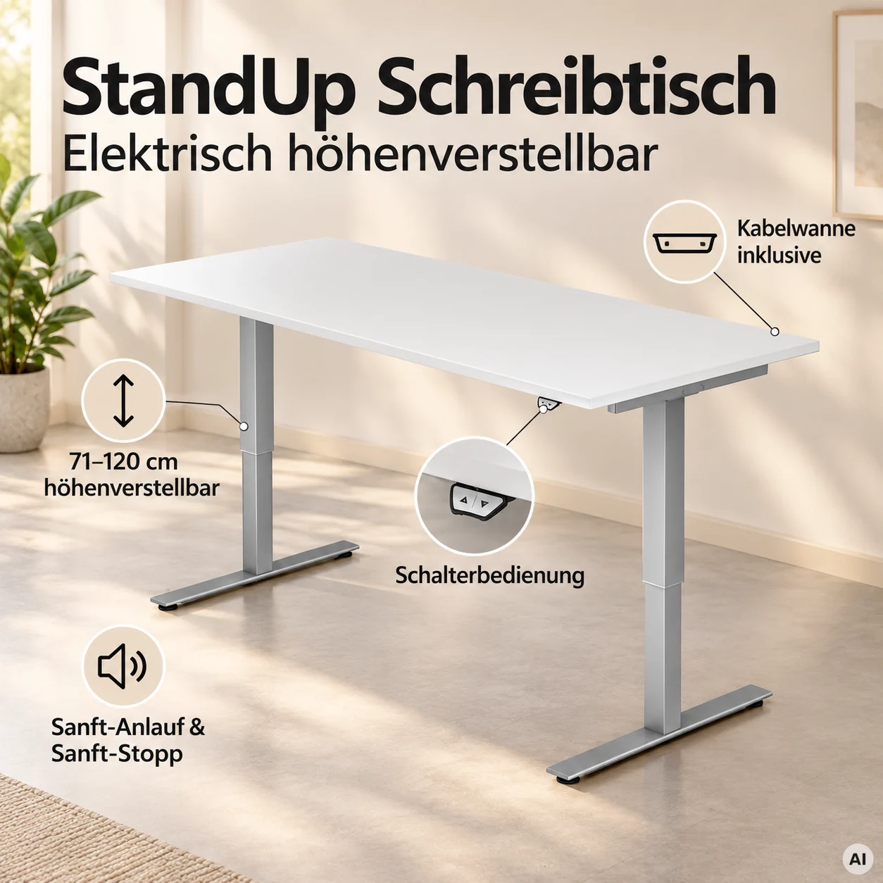 Schreibtisch StandUp - Höhenverstellbarer Tisch