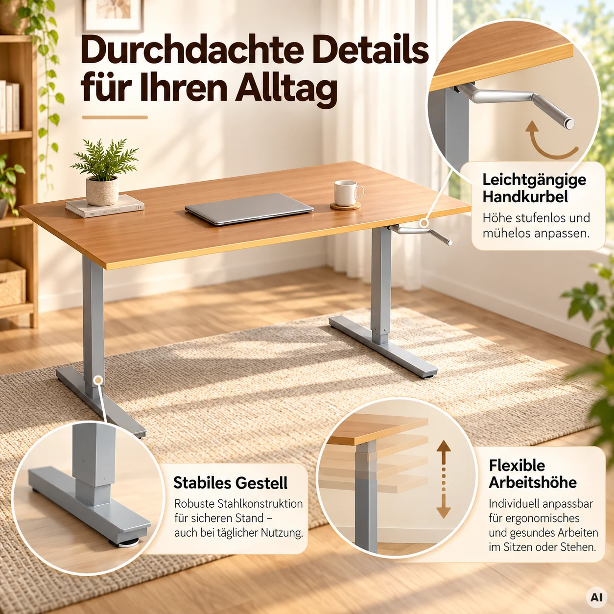 Schreibtisch BodyUp - Höhenverstellbar